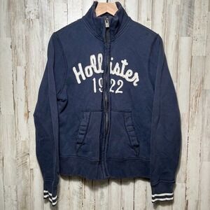 Vintage Y2K Hollister Navy Zip Up Mock Neck Sweater Thick Heavy Mens Size Medium